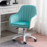Ergonomic Leather Home Pink Compact Swivel Office Chair Image - 15