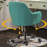 Ergonomic Leather Home Pink Compact Swivel Office Chair Image - 5