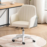Ergonomic Leather Home Pink Compact Swivel Office Chair Image - 6