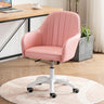 Ergonomic Leather Home Pink Compact Swivel Office Chair Image - 7