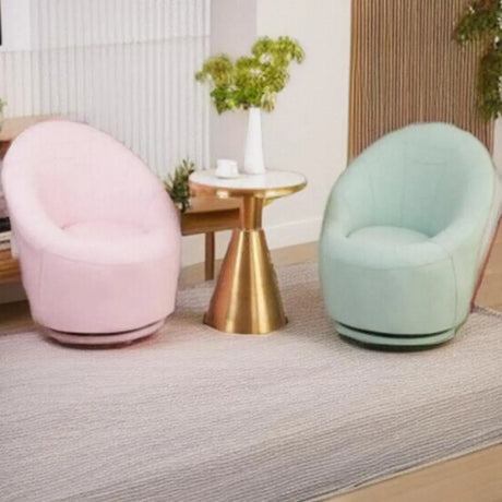 Ergonomic Leather Round Back Swivel Accent Chair Image - 1
