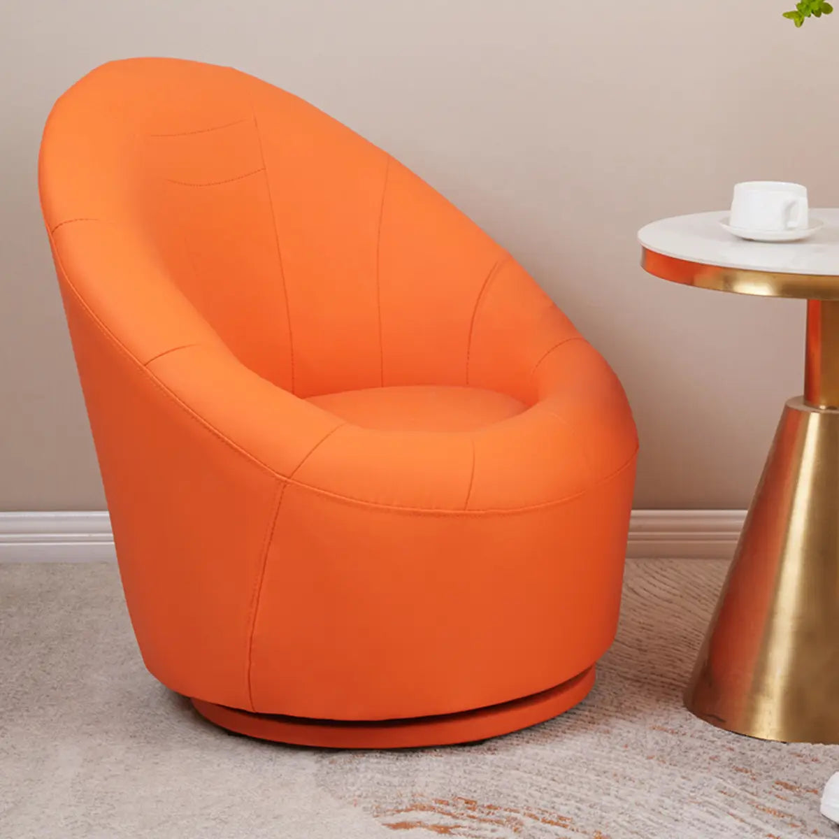 Ergonomic Leather Round Back Swivel Accent Chair Image - 11