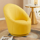 Ergonomic Leather Round Back Swivel Accent Chair Image - 12