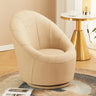 Ergonomic Leather Round Back Swivel Accent Chair Image - 16
