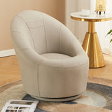 Ergonomic Leather Round Back Swivel Accent Chair Image - 17