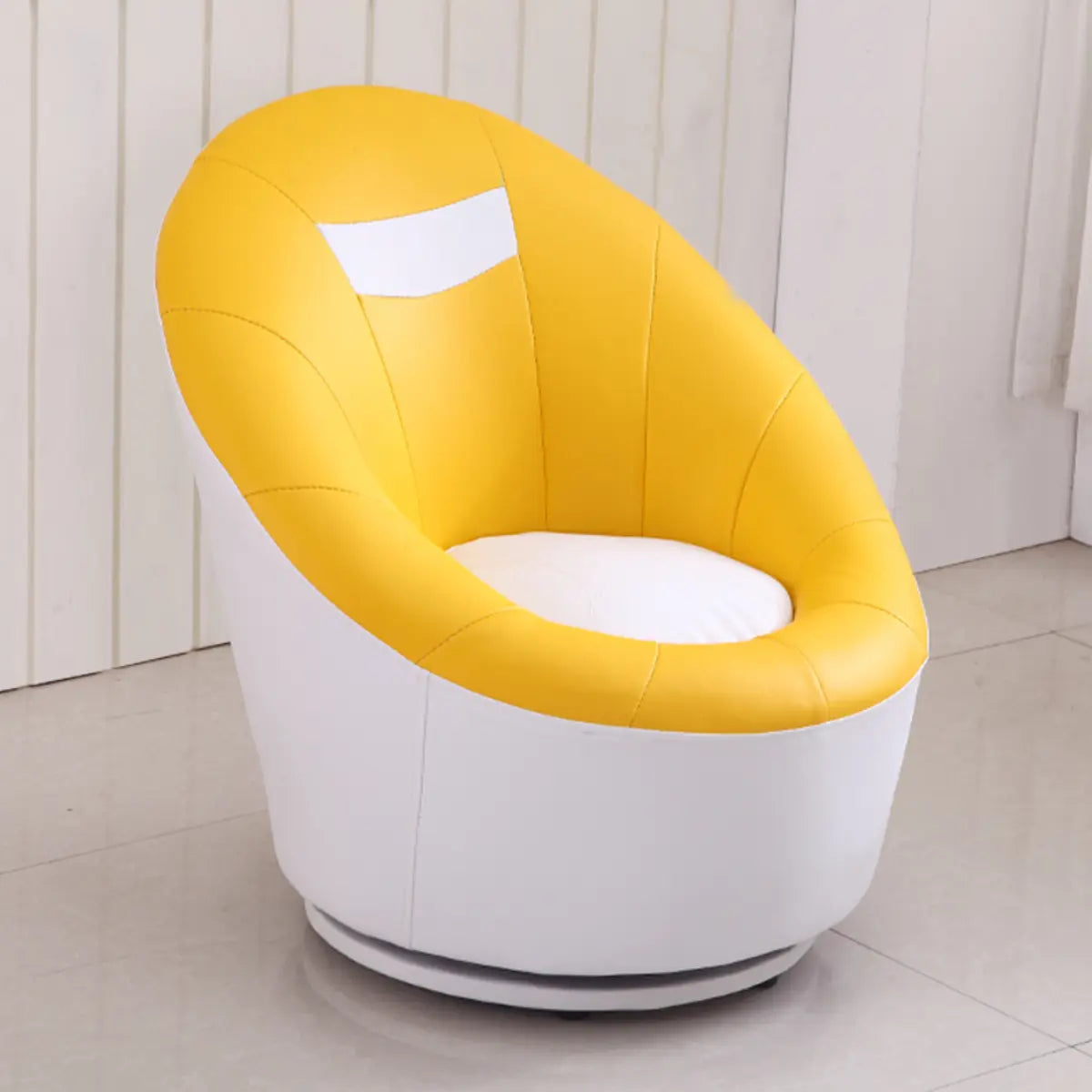 Ergonomic Leather Round Back Swivel Accent Chair Image - 2