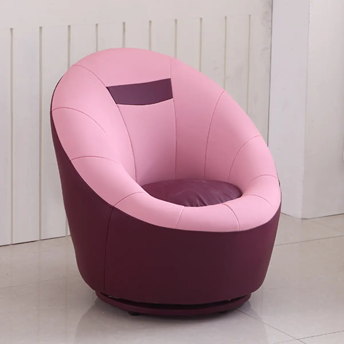Ergonomic Leather Round Back Swivel Accent Chair Image - 3