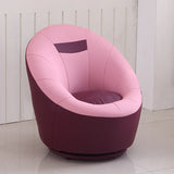 Ergonomic Leather Round Back Swivel Accent Chair Image - 3