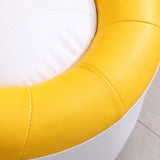 Ergonomic Leather Round Back Swivel Accent Chair Image - 4