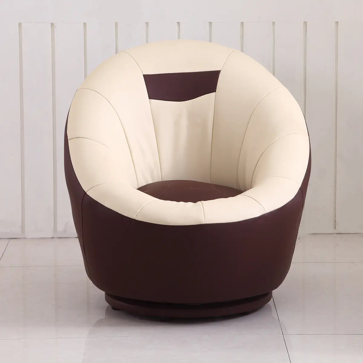 Ergonomic Leather Round Back Swivel Accent Chair Image - 6
