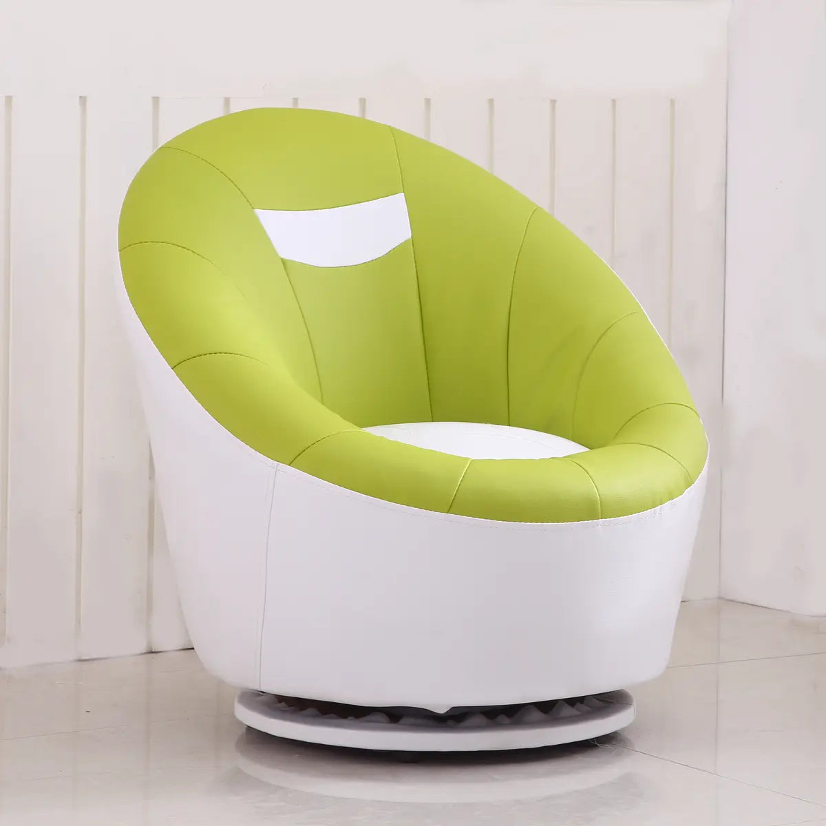Ergonomic Leather Round Back Swivel Accent Chair Image - 9