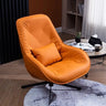 Ergonomic Leather Tufted Back Tufted Swivel Accent Chair Image - 2