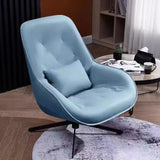 Ergonomic Leather Tufted Back Tufted Swivel Accent Chair Image - 7