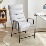 Ergonomic Light Gray Cotton Linen Reclining Arm Chair Image - 1