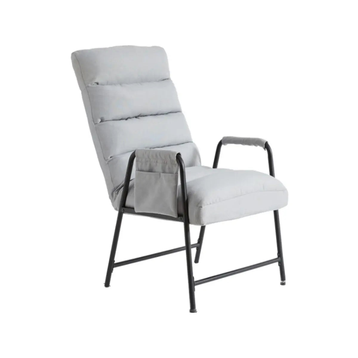 Ergonomic Light Gray Cotton Linen Reclining Arm Chair Image - 11