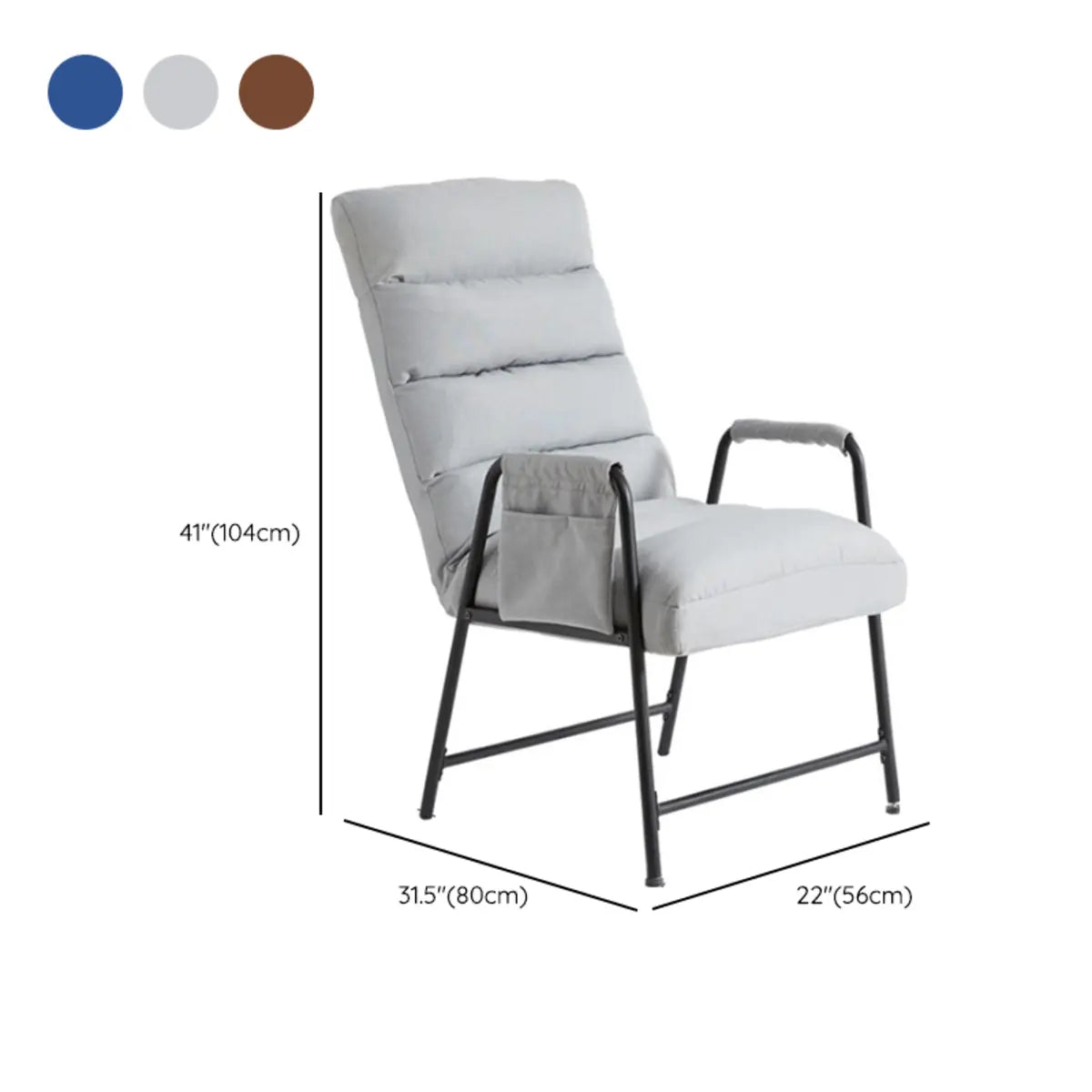 Ergonomic Light Gray Cotton Linen Reclining Arm Chair 