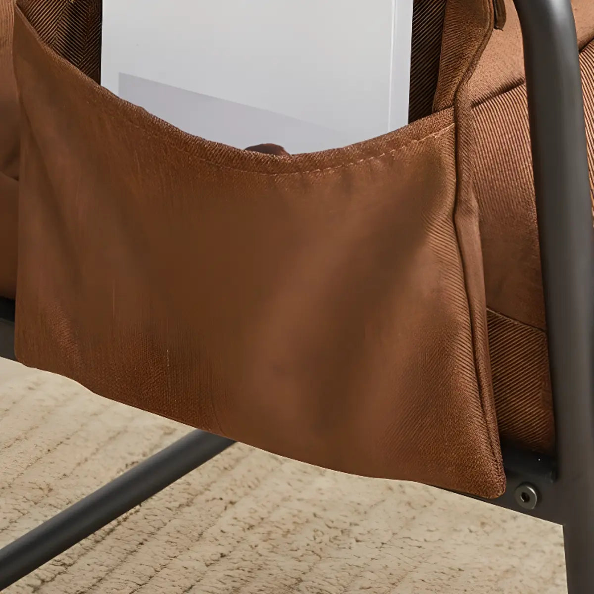 Ergonomic Light Gray Cotton Linen Reclining Arm Chair Image - 9