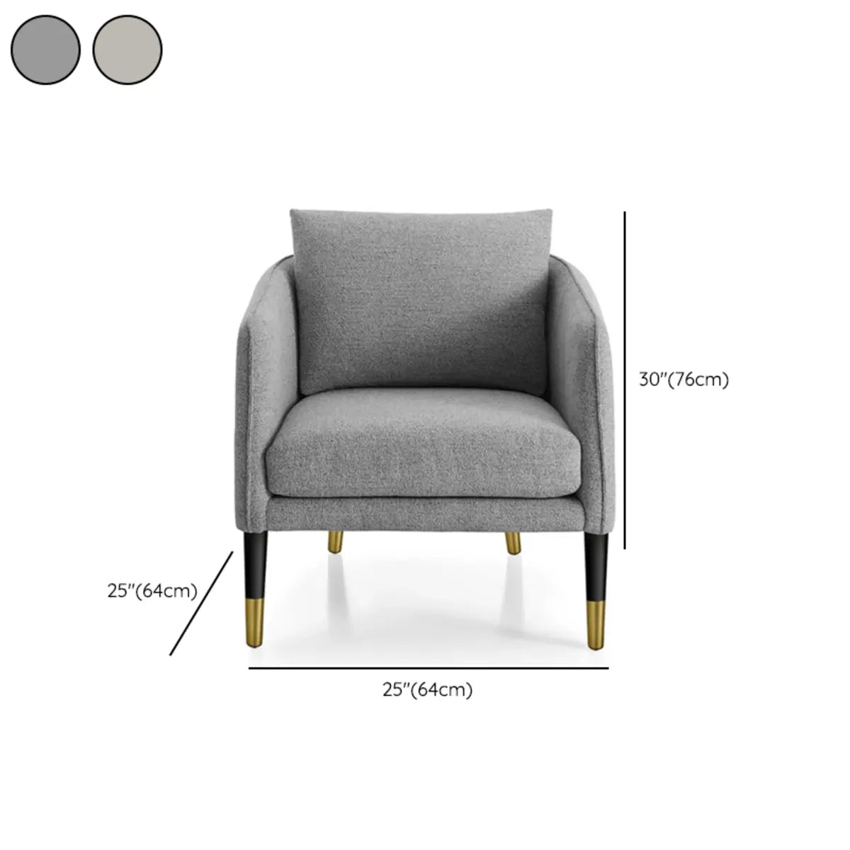 Ergonomic Linen Cushion Back Four Legs Barrel Chair 