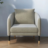 Ergonomic Linen Cushion Back Four Legs Barrel Chair Image - 4
