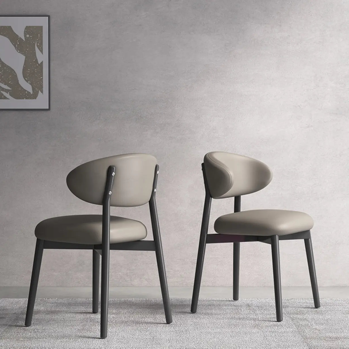 Ergonomic Low Back Leather Dining Chair with Cushioned Seat Image - 11