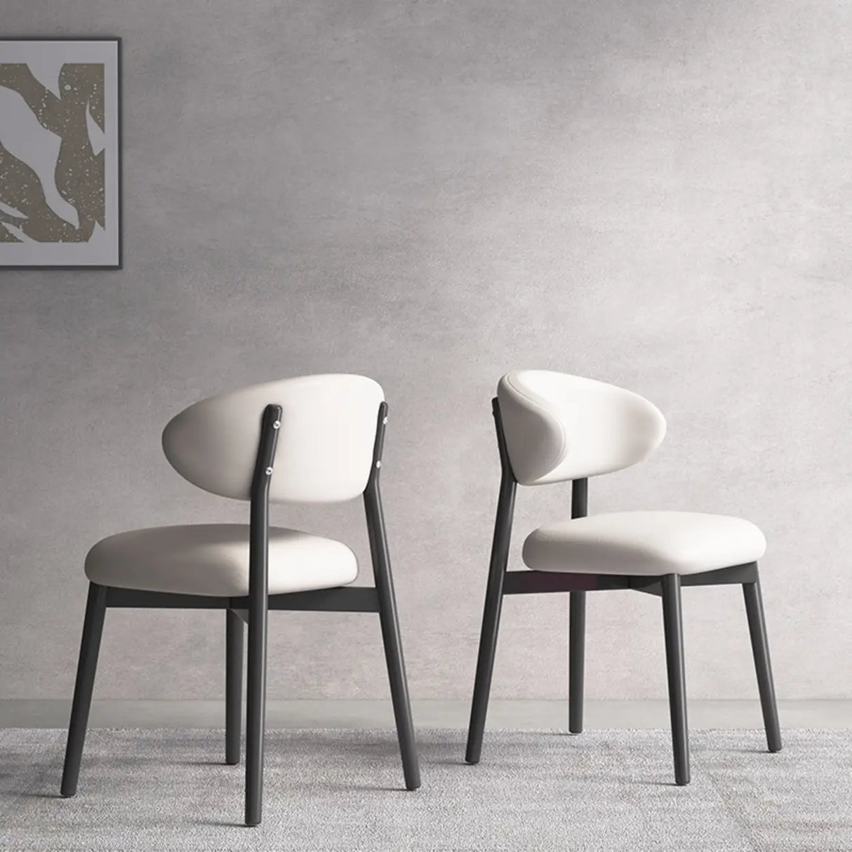 Ergonomic Low Back Leather Dining Chair with Cushioned Seat Image - 2