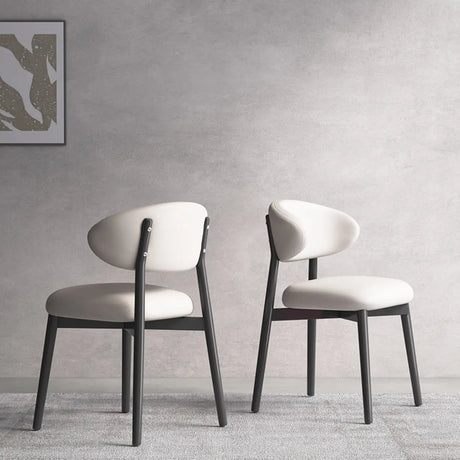 Ergonomic Low Back Leather Dining Chair with Cushioned Seat Image - 2