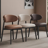 Ergonomic Low Back Leather Dining Chair with Cushioned Seat Image - 4