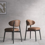 Ergonomic Low Back Leather Dining Chair with Cushioned Seat Image - 5