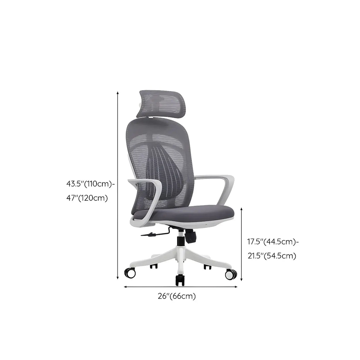 Ergonomic Mesh Back Grey Adjustable Arms Office Chair 