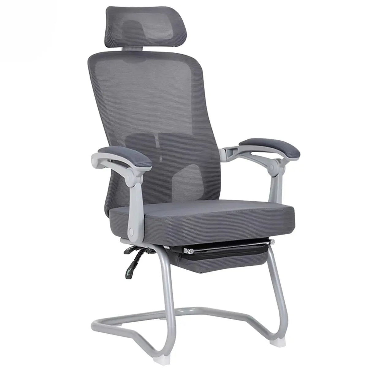 Ergonomic Mesh High-Back Grey Office Chair with Footrest Image - 10