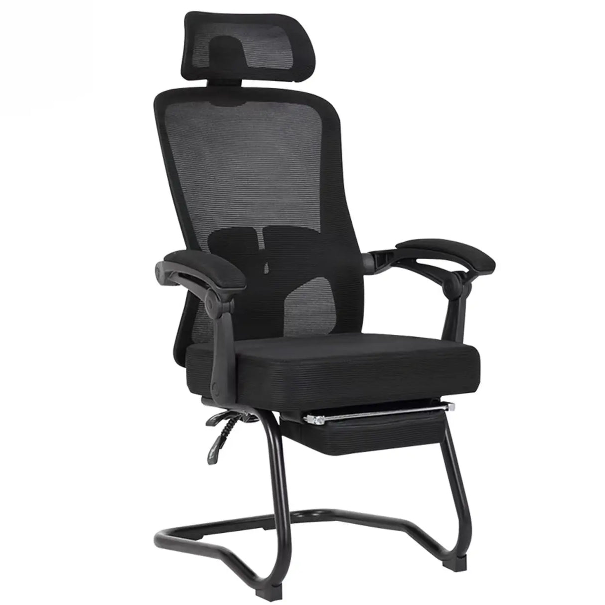 Ergonomic Mesh High-Back Grey Office Chair with Footrest Image - 11