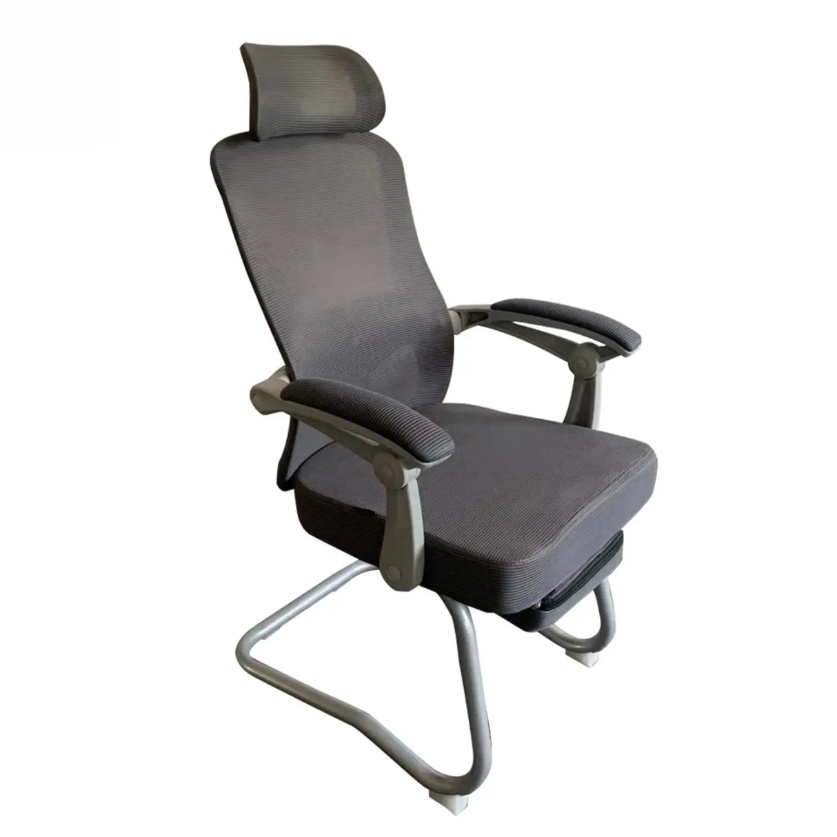 Ergonomic Mesh High-Back Grey Office Chair with Footrest Image - 12