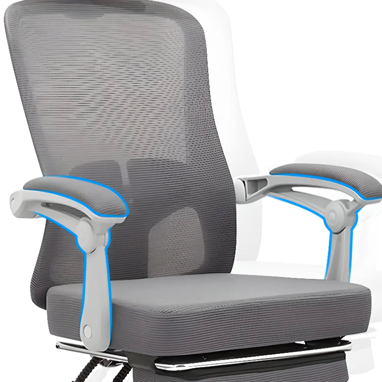 Ergonomic Mesh High-Back Grey Office Chair with Footrest Image - 13