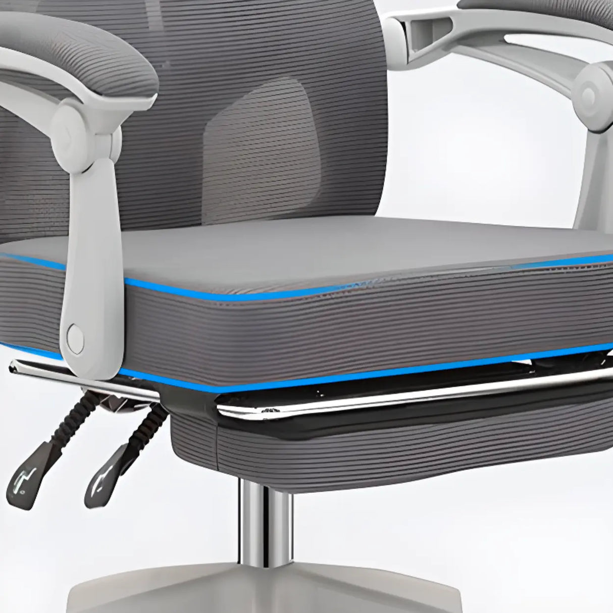 Ergonomic Mesh High-Back Grey Office Chair with Footrest Image - 14