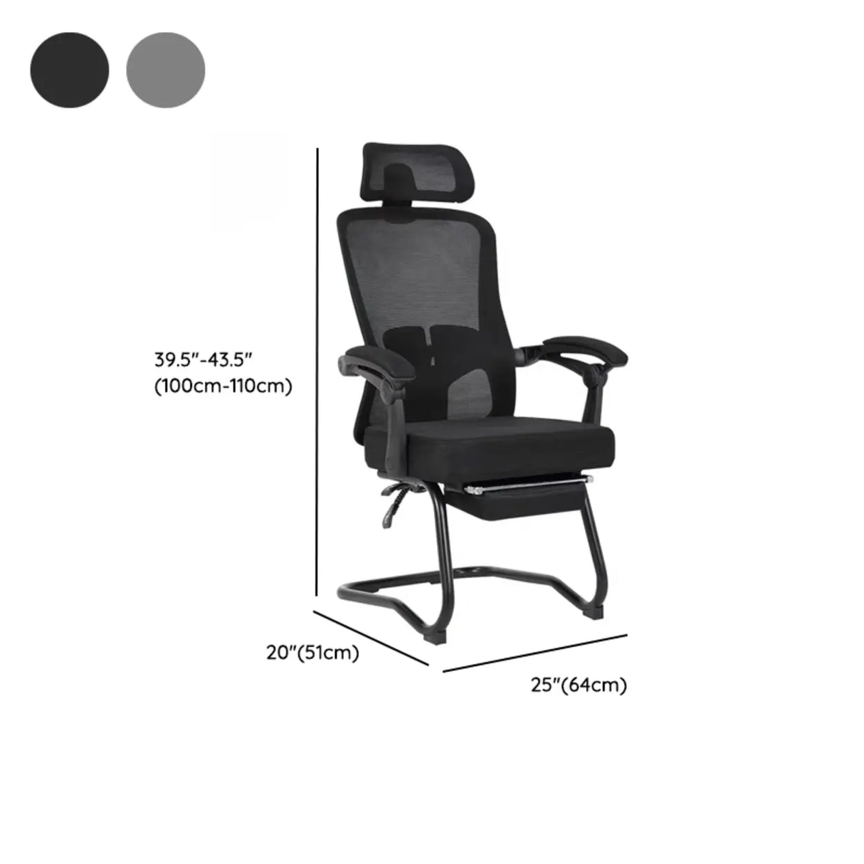Ergonomic Mesh High-Back Grey Office Chair with Footrest 