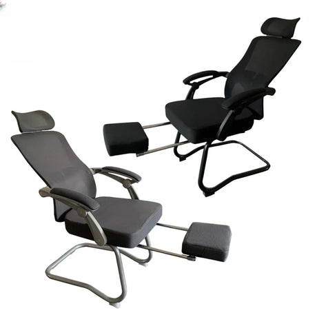 Ergonomic Mesh High-Back Grey Office Chair with Footrest Image - 2