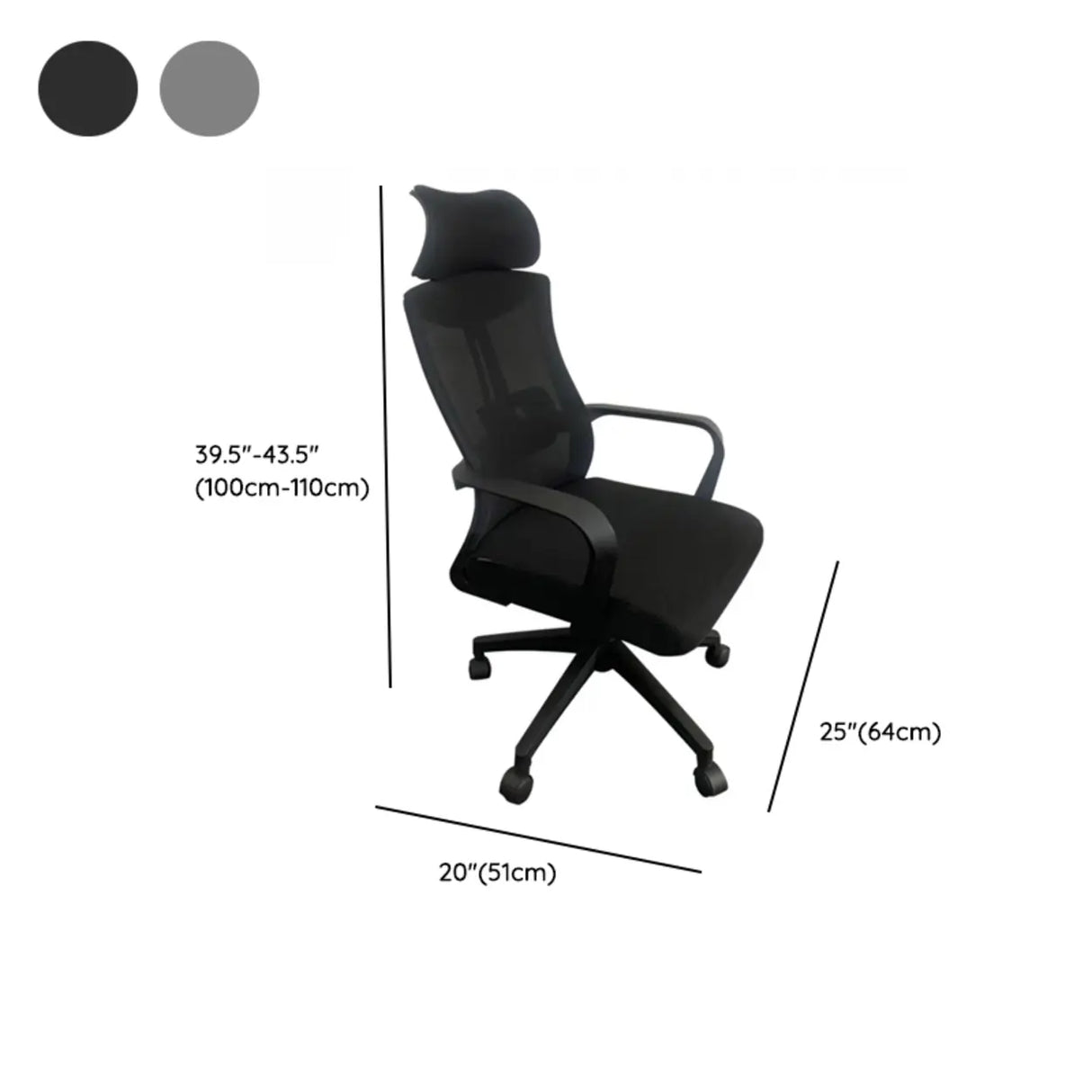 Ergonomic Mesh High-Back Grey Office Chair with Footrest Image - 20
