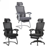 Ergonomic Mesh High-Back Grey Office Chair with Footrest Image - 4