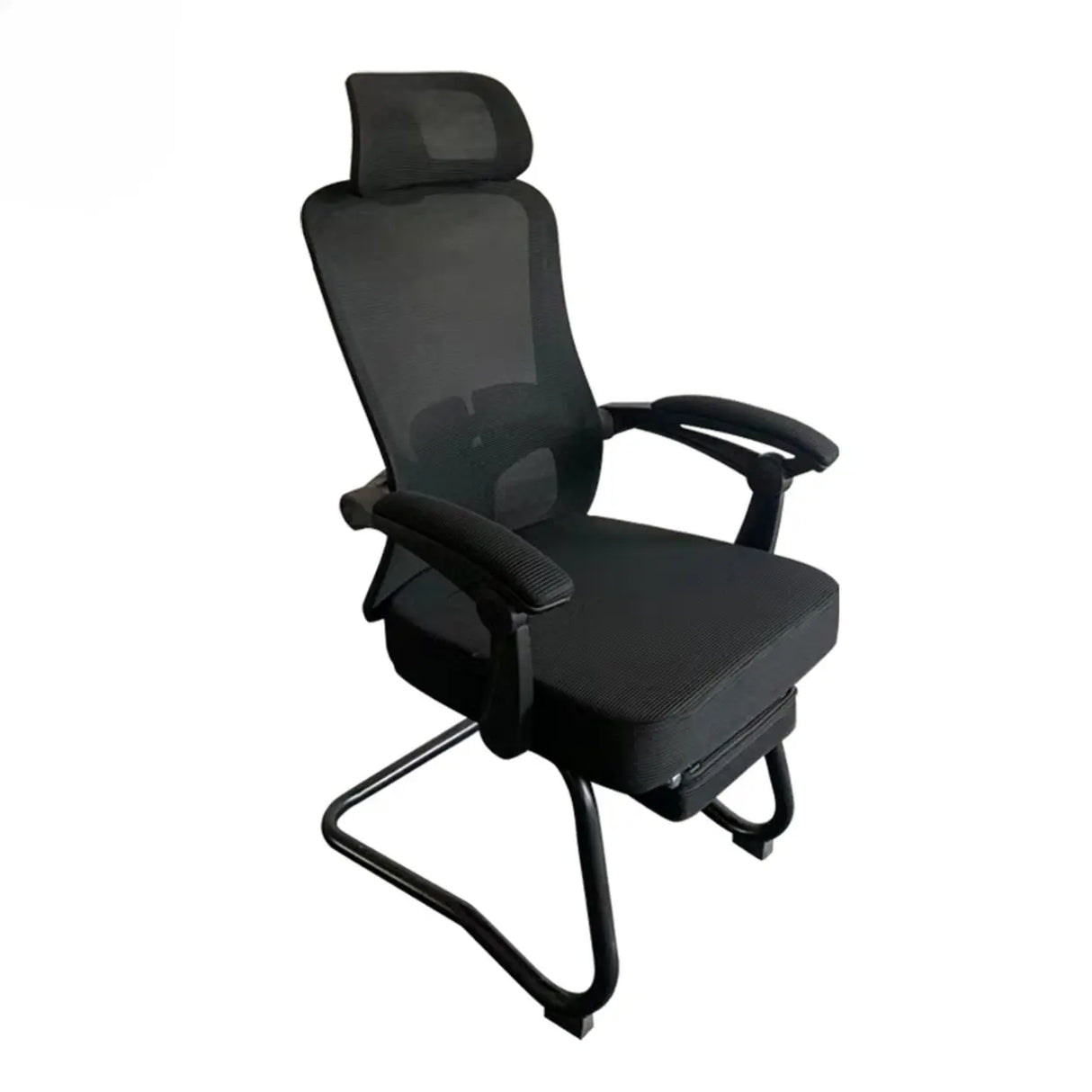 Ergonomic Mesh High-Back Grey Office Chair with Footrest Image - 7