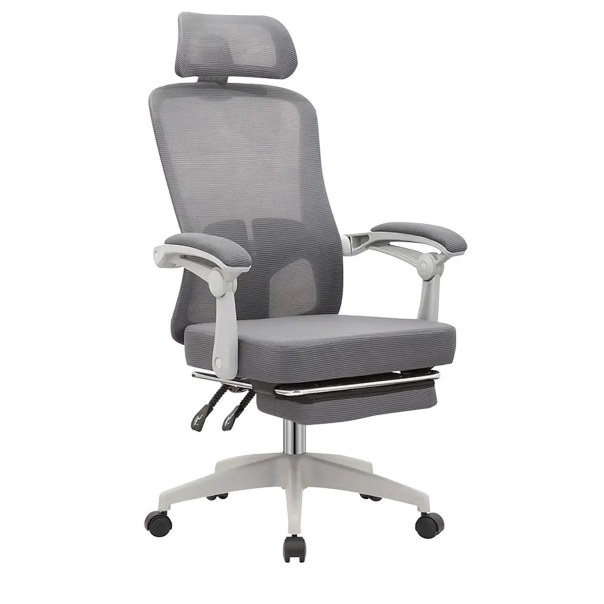 Ergonomic Mesh High-Back Grey Office Chair with Footrest Image - 8