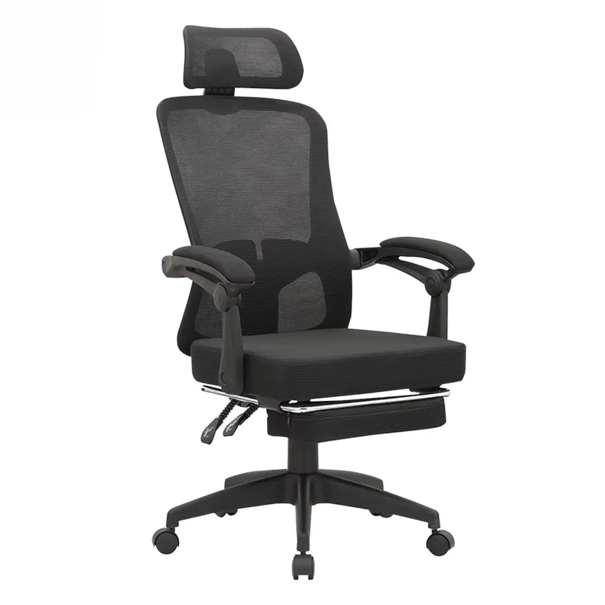 Ergonomic Mesh High-Back Grey Office Chair with Footrest Image - 9