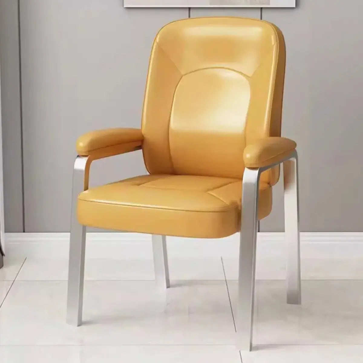 Ergonomic Metal Legs Modern Padded Leather Office Chair Image - 5