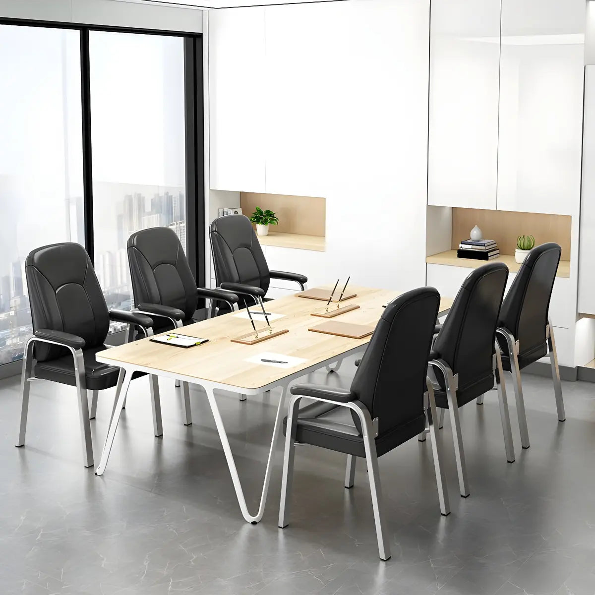 Ergonomic Metal Legs Modern Padded Leather Office Chair Image - 6