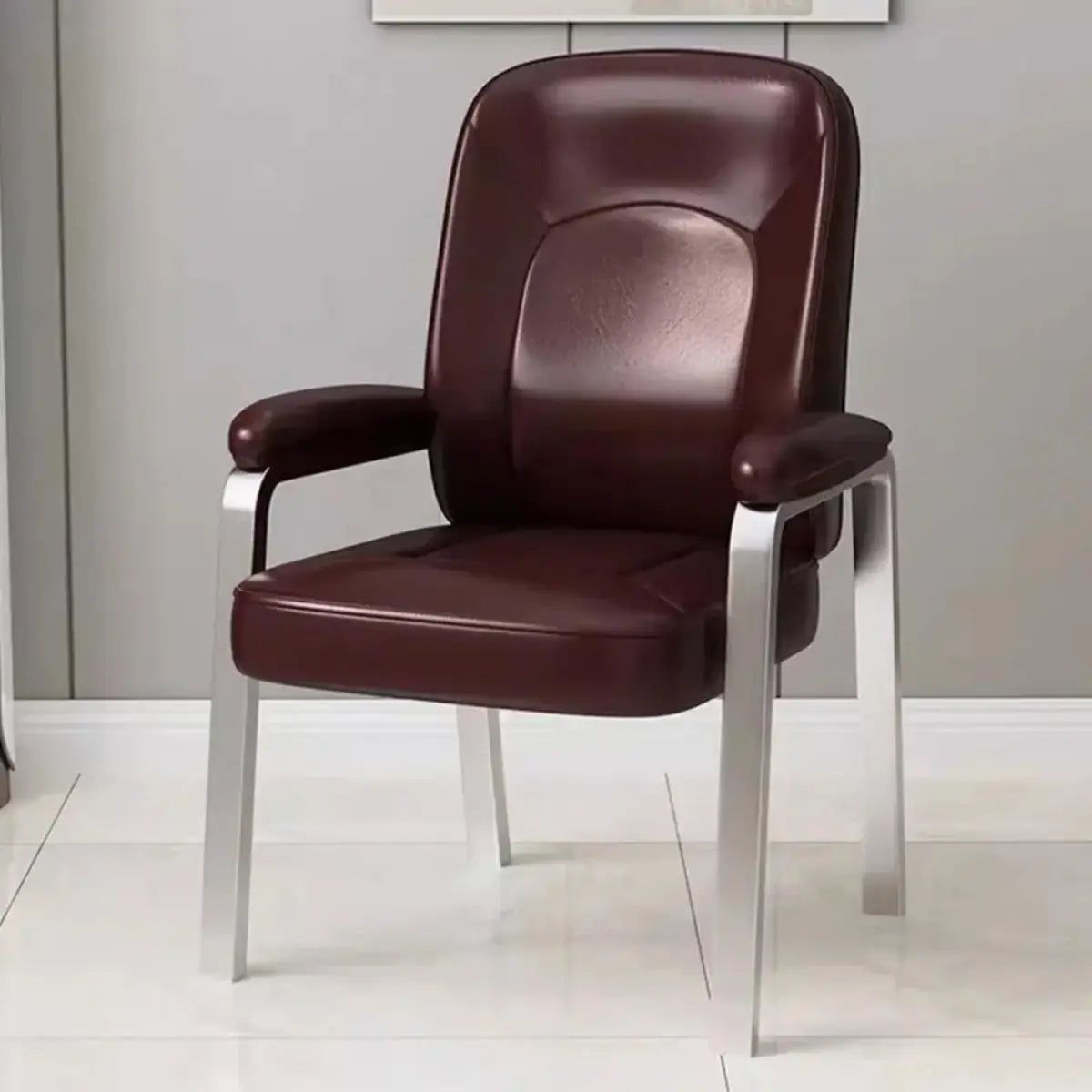 Ergonomic Metal Legs Modern Padded Leather Office Chair Image - 7