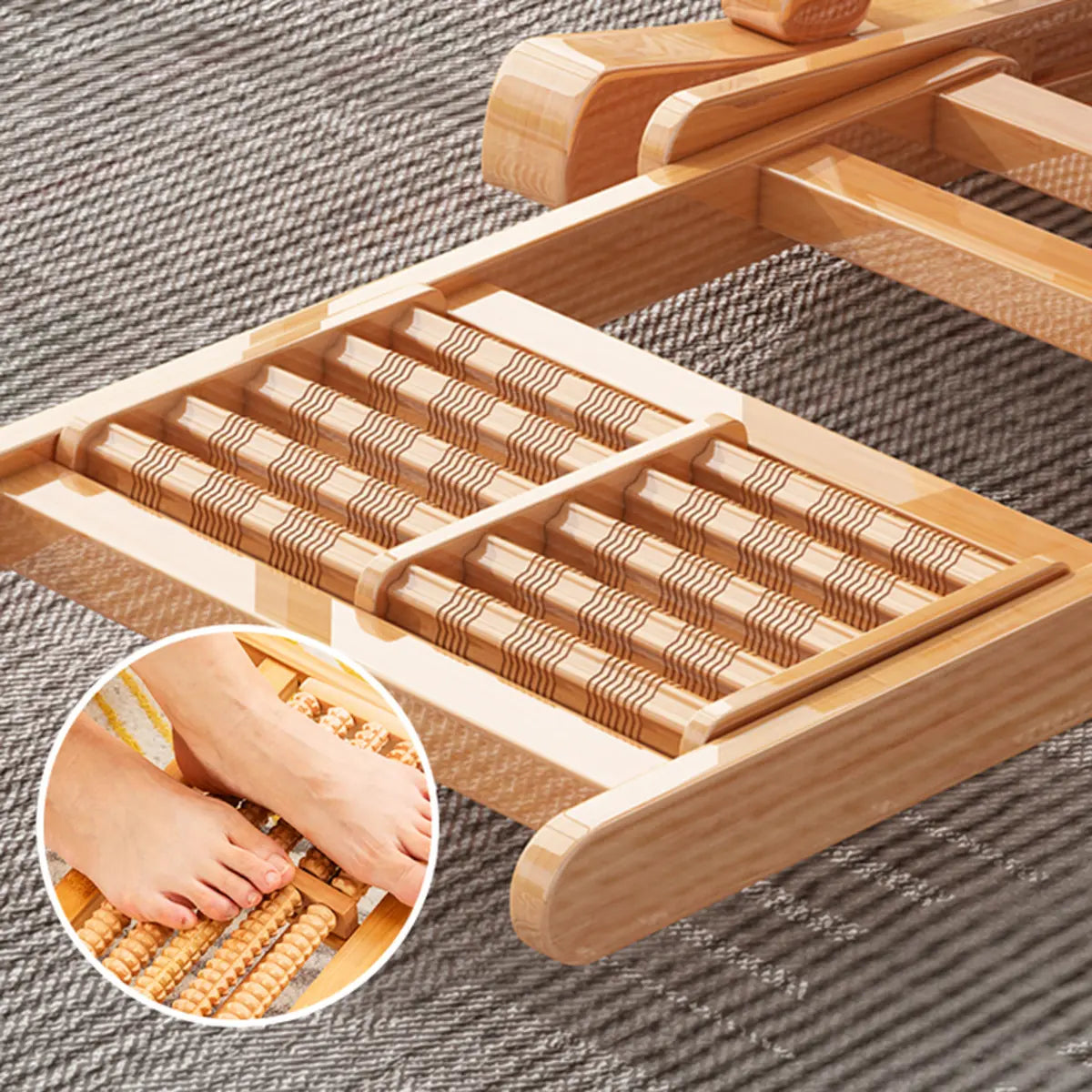 Ergonomic Natural Wooden Track Arms Rocking Chair Image - 14