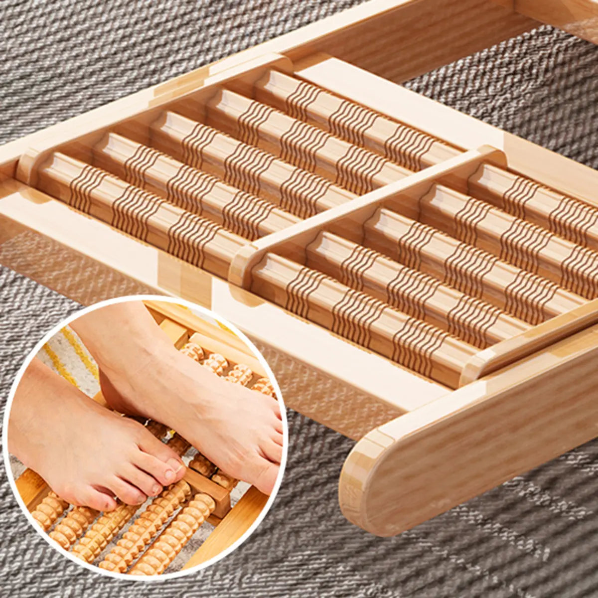 Ergonomic Natural Wooden Track Arms Rocking Chair Image - 8