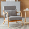 Ergonomic Off-White Removable Cushions Wooden Arm Chair Image - 9