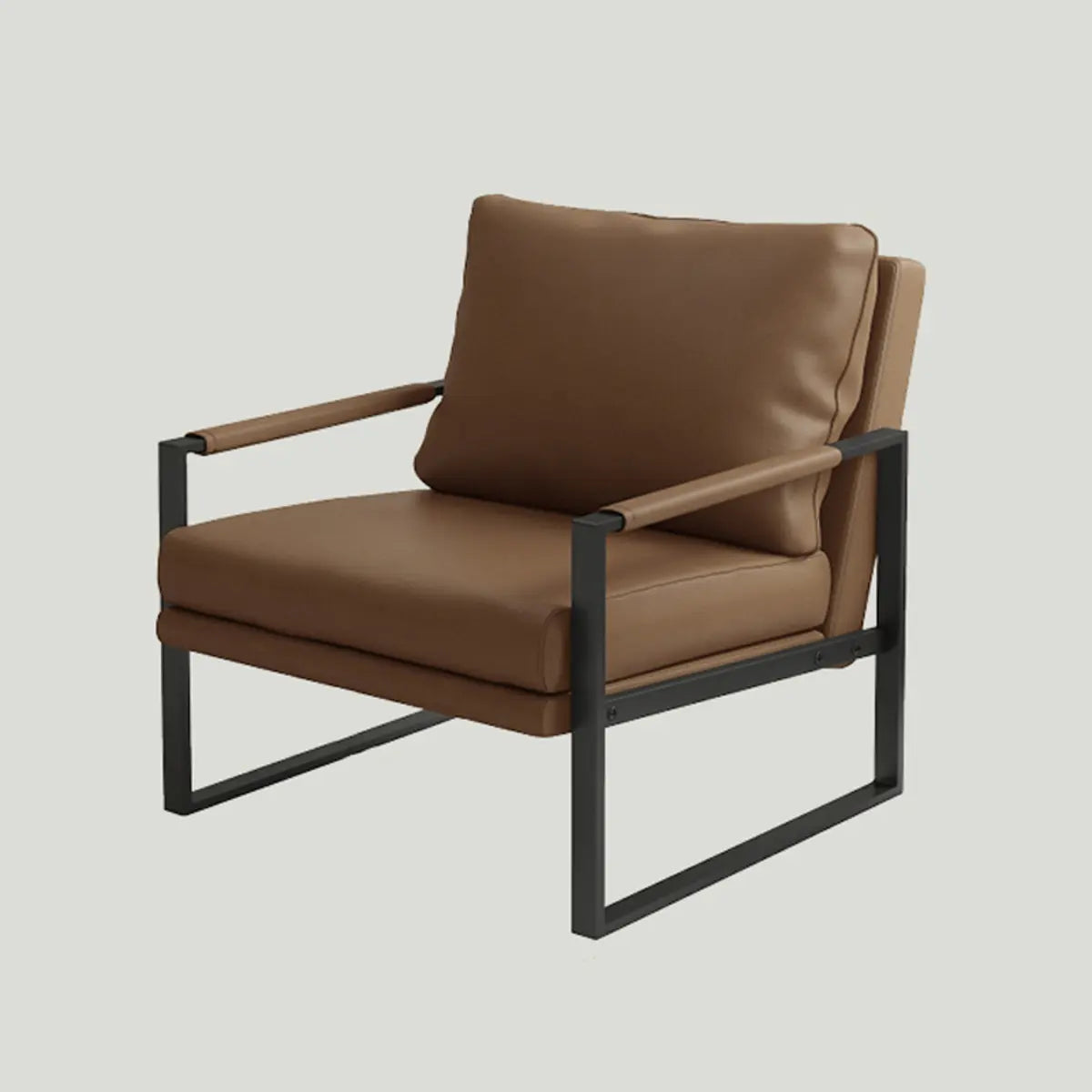 Ergonomic Orange Leather Fixed Back Sled Arm Chair Image - 11