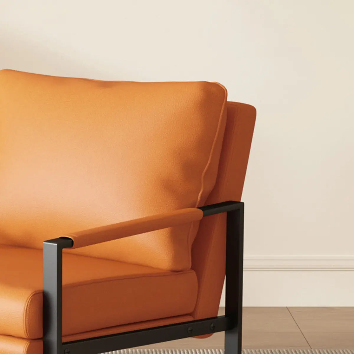 Ergonomic Orange Leather Fixed Back Sled Arm Chair Image - 12
