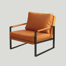 Ergonomic Orange Leather Fixed Back Sled Arm Chair Image - 2